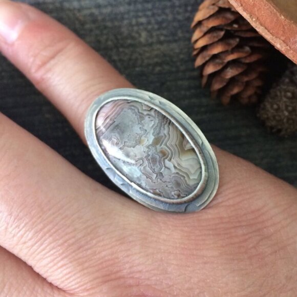 Sterling Silver and Crazy Lace Agate Ring - Picture 3 of 9